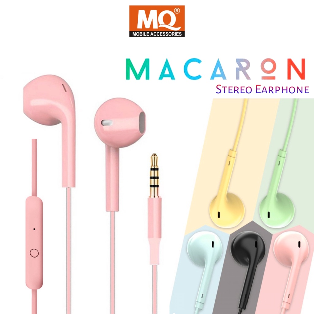 MQ Handsfree Earphone Macaron Hi Fi Stereo Suround Sound Premium Quality U-19 GLOSSY