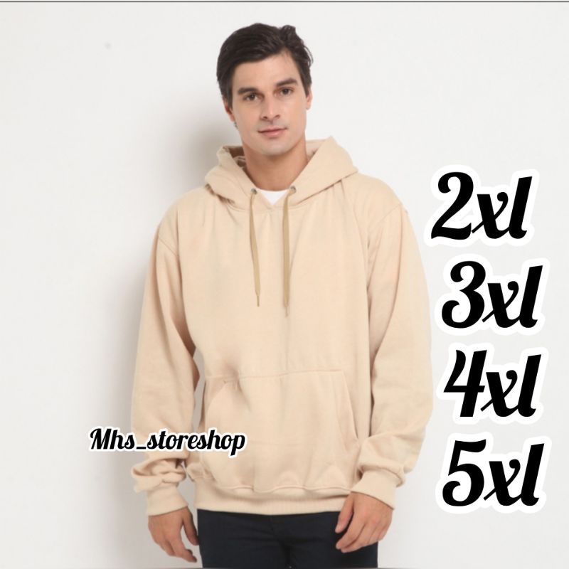 Sweater Hoodie polos big jumbo size XXL-XXXL-XXXXL-XXXXXL- PRIA - WANITA CREAM