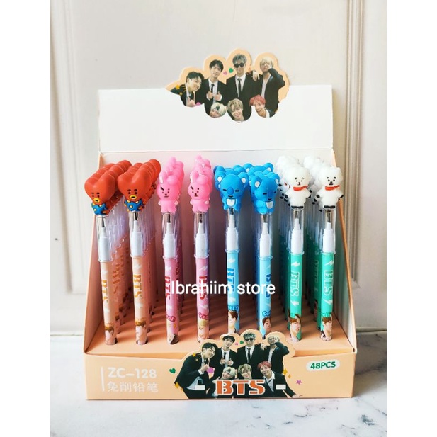 ( ISI 12 ) PENSIL BTS KARAKTER / PENSIL BENSIA LUCU / PENSIL KARAKTER LUCU