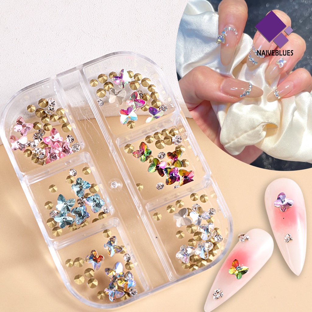 Naiveblue &gt; Hiasan Kuku Kupu-Kupu Warna-Warni Untuk Nail Art