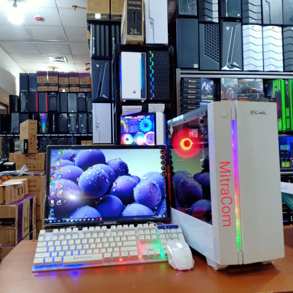 Pc gaming editing core i5 lengkap monitor 19 inch siap pakai