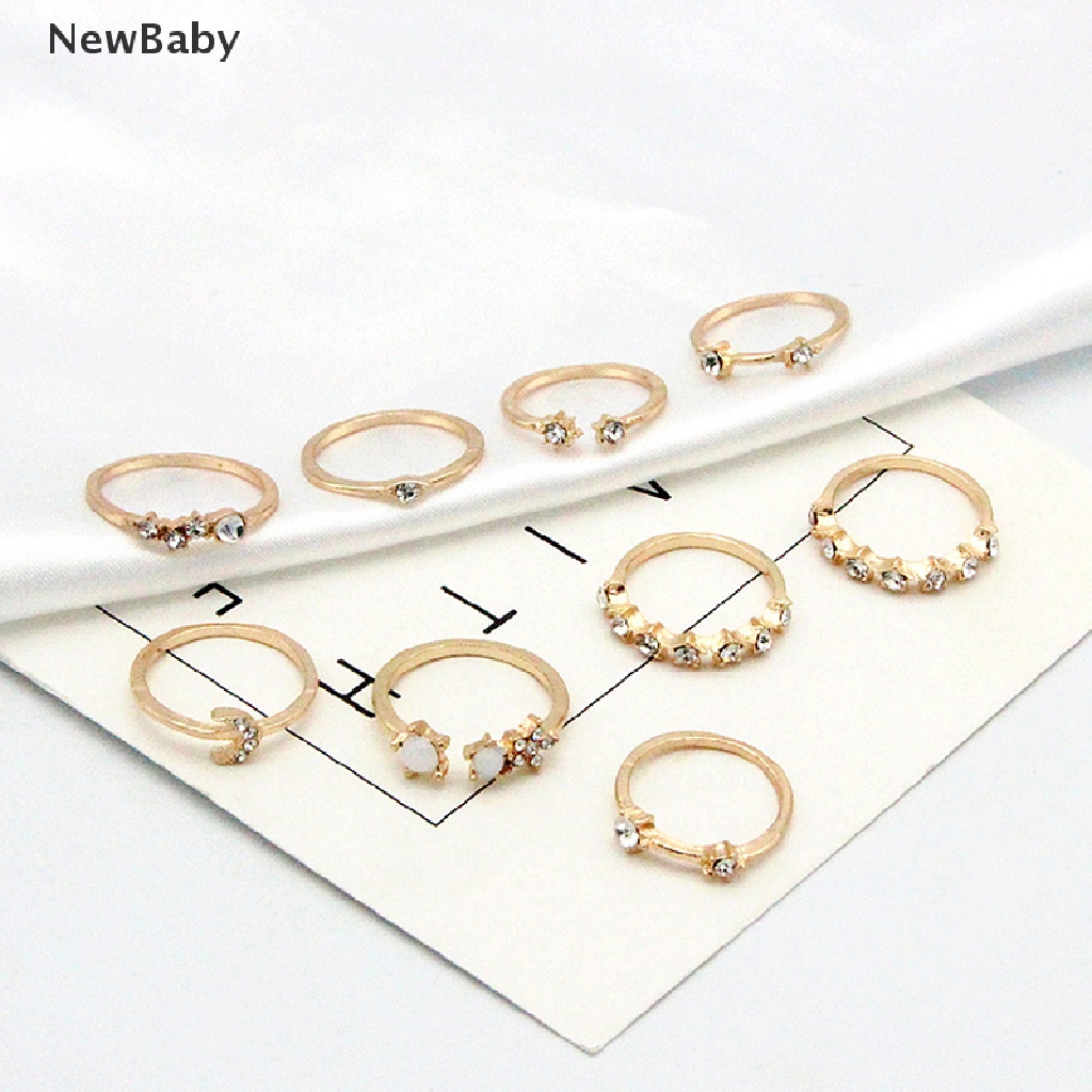 9 Pcs / set Cincin Desain Bulan Bintang Gaya Bohemian Untuk Wanita