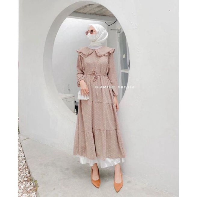 Zulfa Midi Dress/ Midi Dress Model Terbaru Bahan Crinkcle Uragiri / Dress Wanita Murah Model Terbaru