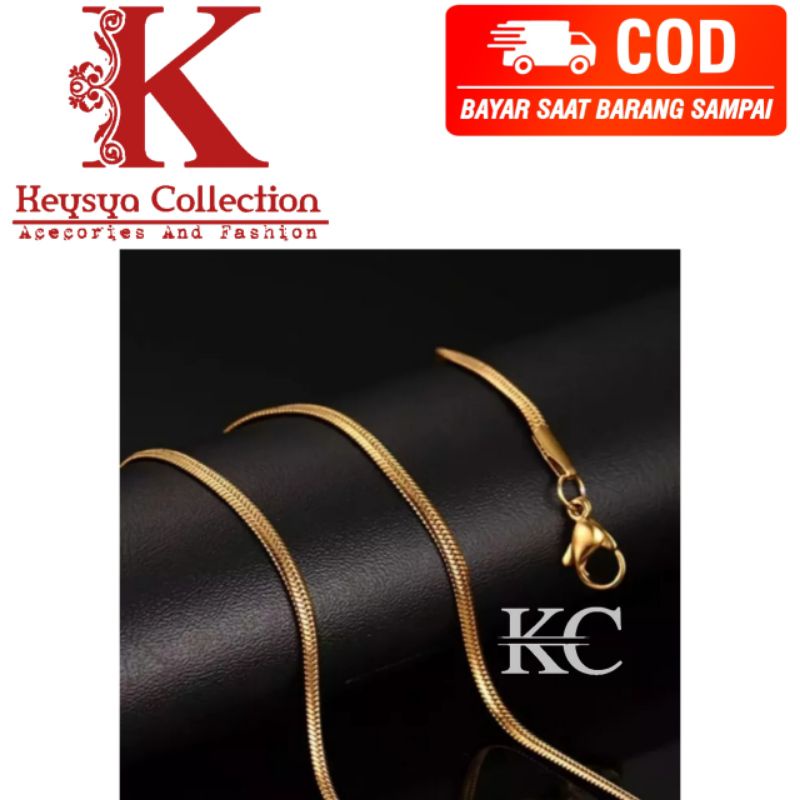 kalung titanium pria wanita kalung fashion gepeng