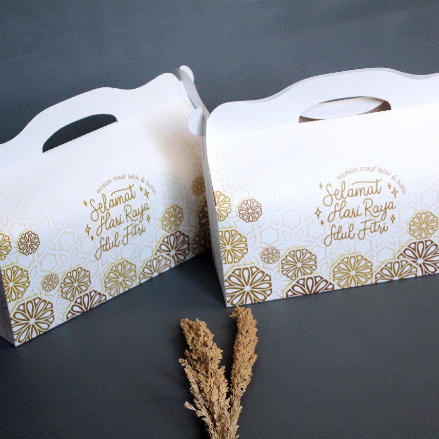 

( 10 Pcs ) Gable Box Eid Mubarak Dus Jinjing Packaging Parcel Idul Fitri Gift Box Lebaran Ukuran 30x10x12 cm