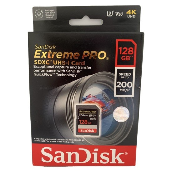 SanDisk Extreme Pro SDXC / SD Card 128Gb 200MBps - Garansi Resmi