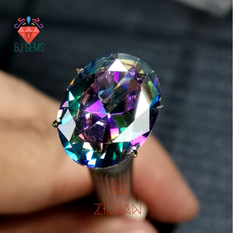 Batu Mistic Quartz 10-18MM Rainbow sintetic AAA Cubic Zirconia