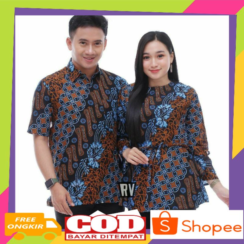 Batik Couple Batik Sarimbit Hem Blus Motif Seno Coklat