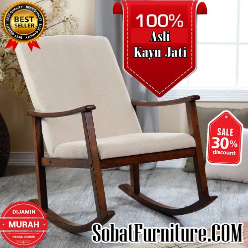 Kursi Goyang Antik Kayu Jati Busa Empuk - Kursi Goyang Santai Untuk Lansia Harga Murah Terlaris