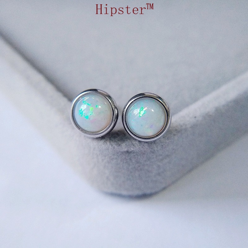 New Color Gemstone Inlaid Diamond Fashion Wild round Studs