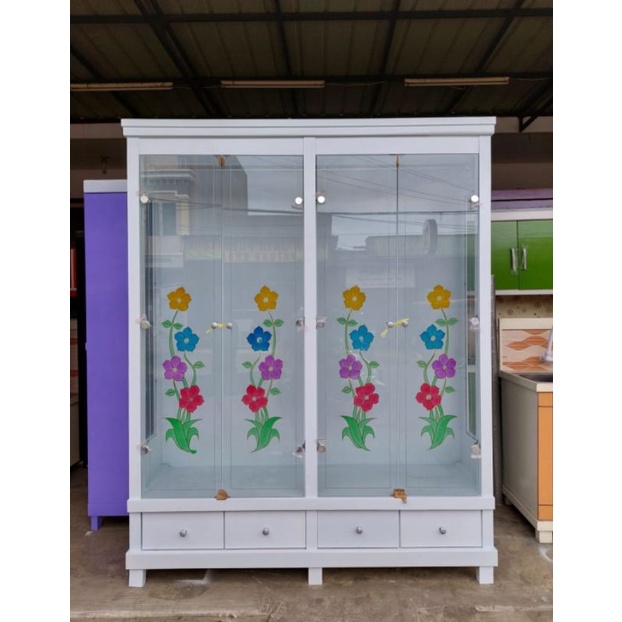 LEMARI PAKAIAN GAMIS FULL GANTUNG 4 PINTU 3 PINTU 2PINTU KACA CERMIN