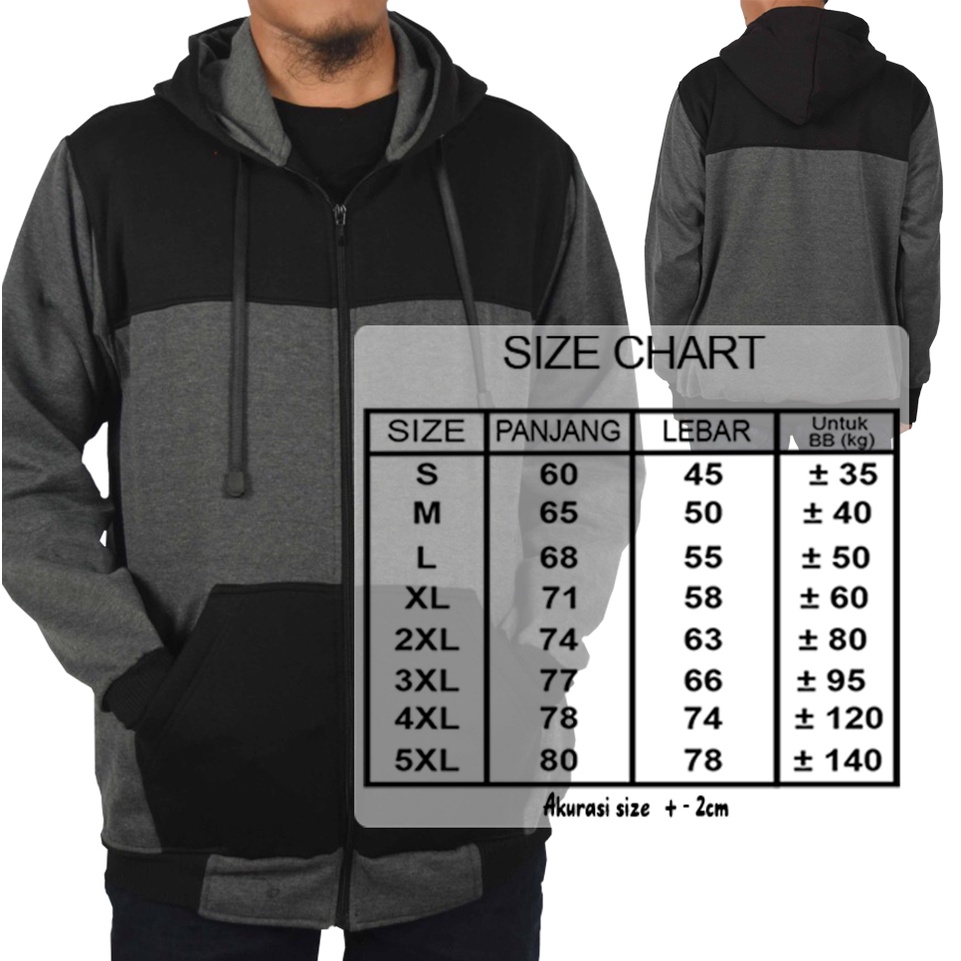 Jaket Pria Kombinasi Big Size Jaket Pria wanita jumbo S M L XL XXL XXXL XXXXL XXXXXL Hitam Abu Tua