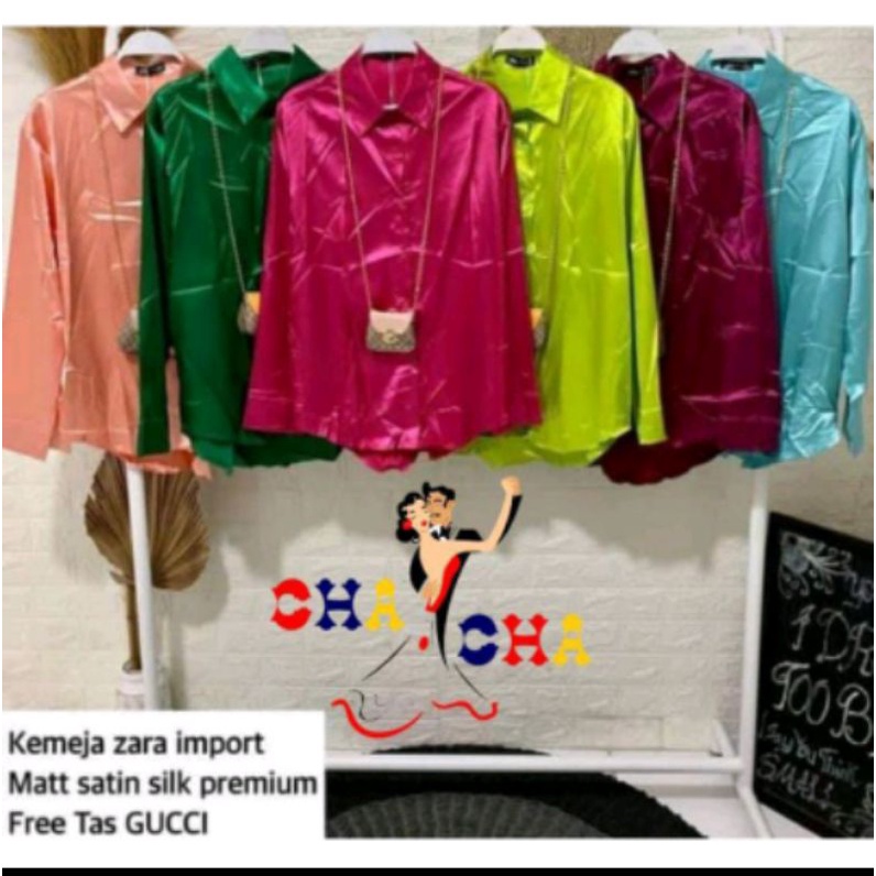 KEMEJA ZARA SATIN/KEMEJA IMPORT PREMIUM/KEMEJA SATIN GLOSSY/KEMEJA WANITA IMPORT