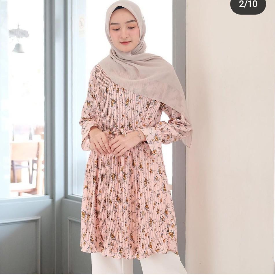 Sale DIANARA TUNIK | FLOWER PLEATED | TUNIK PLISKET BUNGA | ATASAN WANITA PLISKET MOTIF