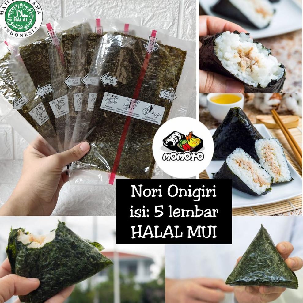 

✬Dijual Murah☊ Nori Onigiri Wrapper Halal MUI 5 lembar / Rumput Laut Import untuk Nasi Kepal Triangle Sushi Nori 97 ☊