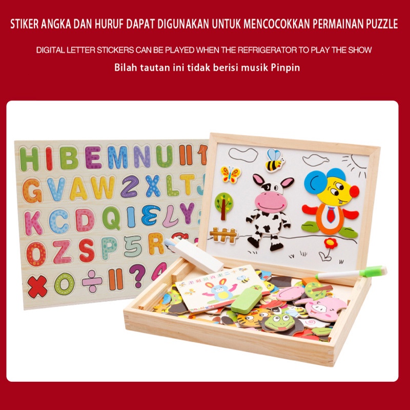 Mocababy Educational Magnetic Puzzle Board 100 Pcs Mainan Papan Tulis Anak Mainan Bayi