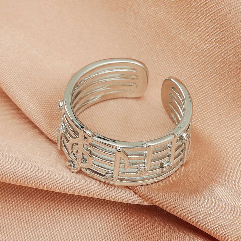 Women Rings Fashion Art Music Note Staff Hollow Alloy Charms Finger Rings Unisex Birthday Gift Accessories