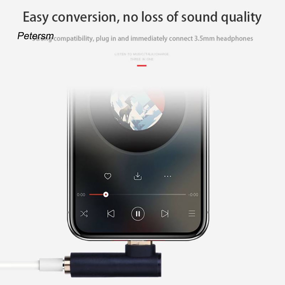 (Pt) Adapter Audio Tipe C Ke Jack 3.5mm Bentuk L Portable Untuk Handphone / Tablet