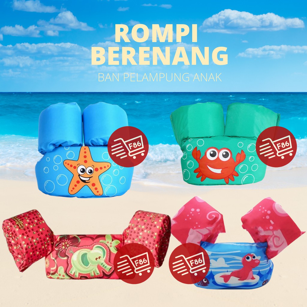 [F86] Pelampung rompi ban renang anak jacket puddle jumper swim SATU SET TANGAN DADA