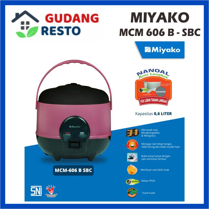 MIYAKO MCM 606 SBC MAGIC COM 0.6L RICE COOKER 0.6 L MINI 3IN1 606SBC MCM606 PENANAK NASI TRAVELLING CAMPING