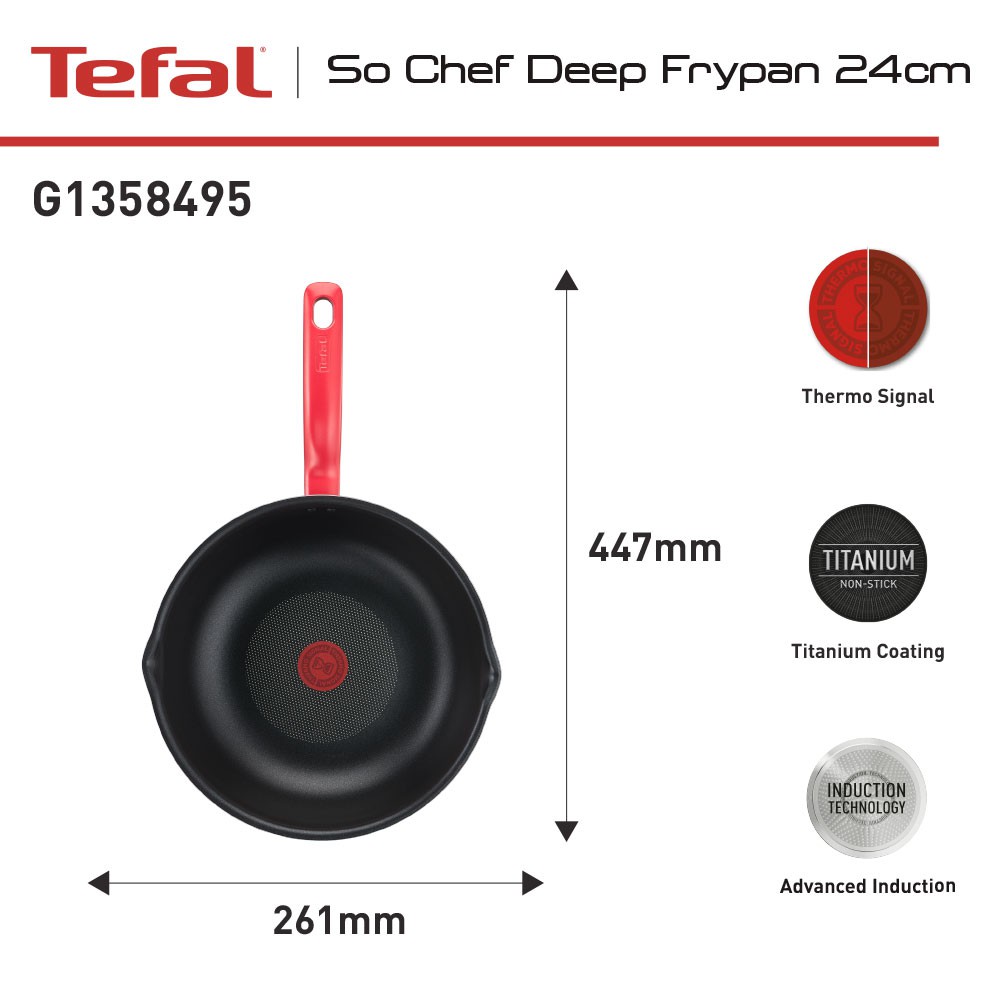 Tefal So Chef Deep Frypan 24cm Panci Wajan Anti Lengket-1