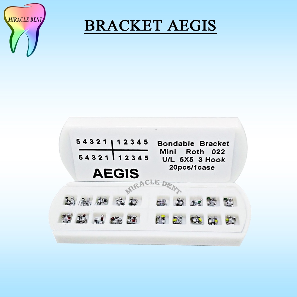 Dental Bracket Ortho / Behel Gigi Metal Aegis Miniroth 022 U/L 3 Hook