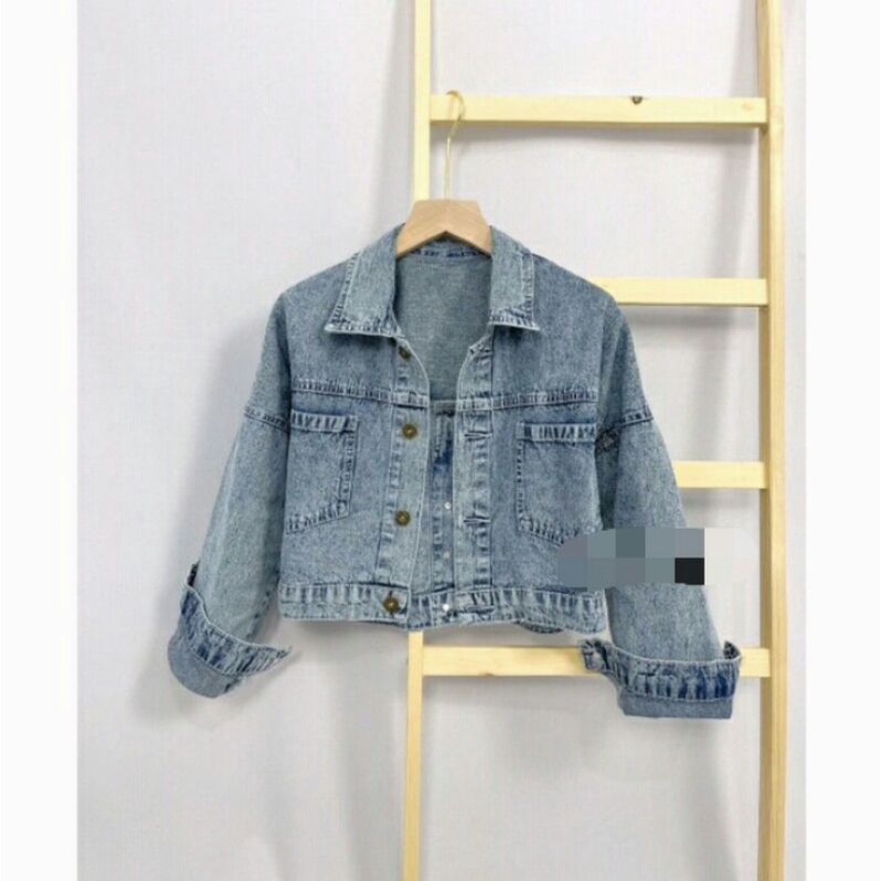 jaket jeans korea/jaket jeans crop/jaket jeans wanita
