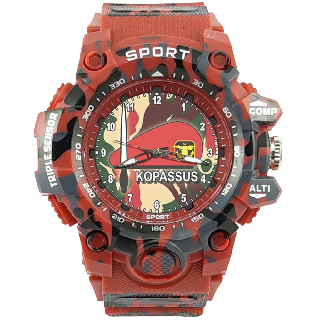{Istimewa} Jam Tangan KOPASUS (TNI) -Merah Army Water Resistant