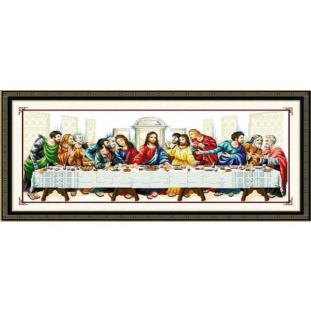 Unik Paket Kristik cross stitch religius Perjamuan Kudus Yesus Limited