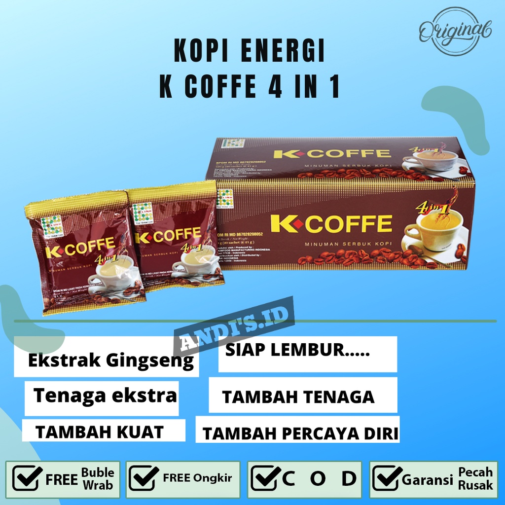 Kopi Greng Ginseng Kuat Tahan Lama Stamina Pria K Coffee 4in1 Kopi K link