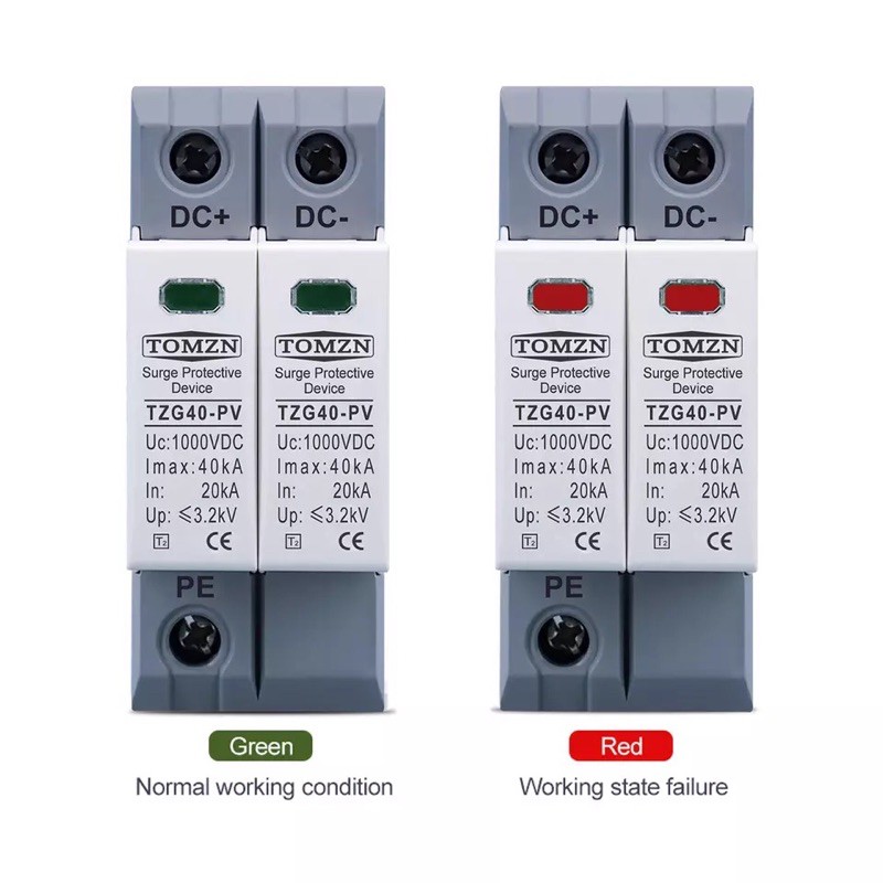 SPD DC 1000V 800V 600V 20KA~40KA Surge Arrester Protector Protective Low-voltage