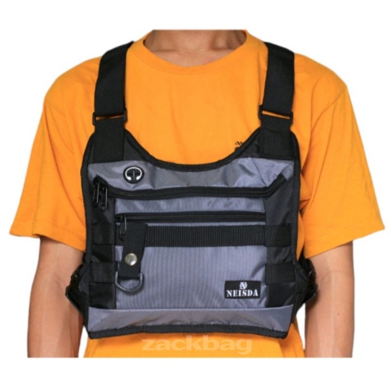 Tas dada Chest bag rig Tas dada pria Neisda Gray - Black kombinasi