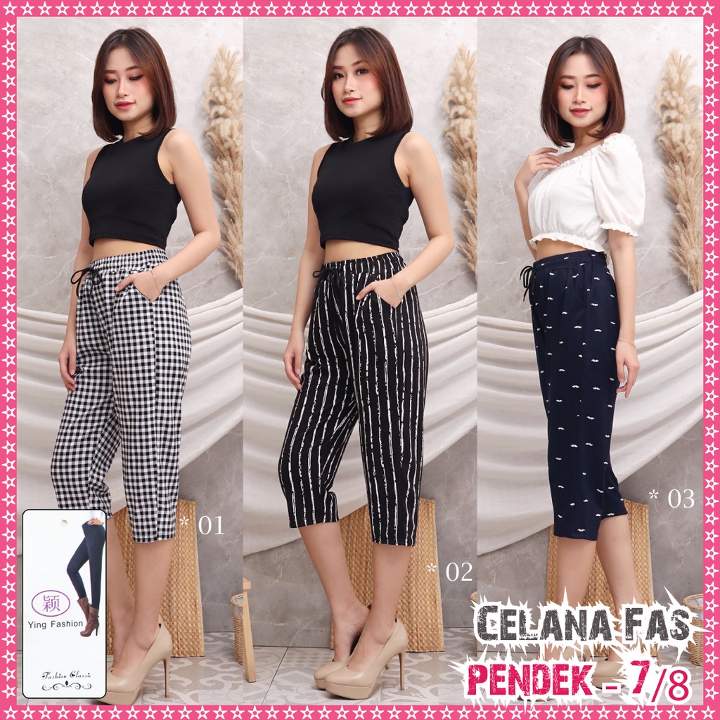 [GROSIR] Celana Zahra 7/8 pendek Import Terbaru / celana fashion wanita import / celana kotak wanita