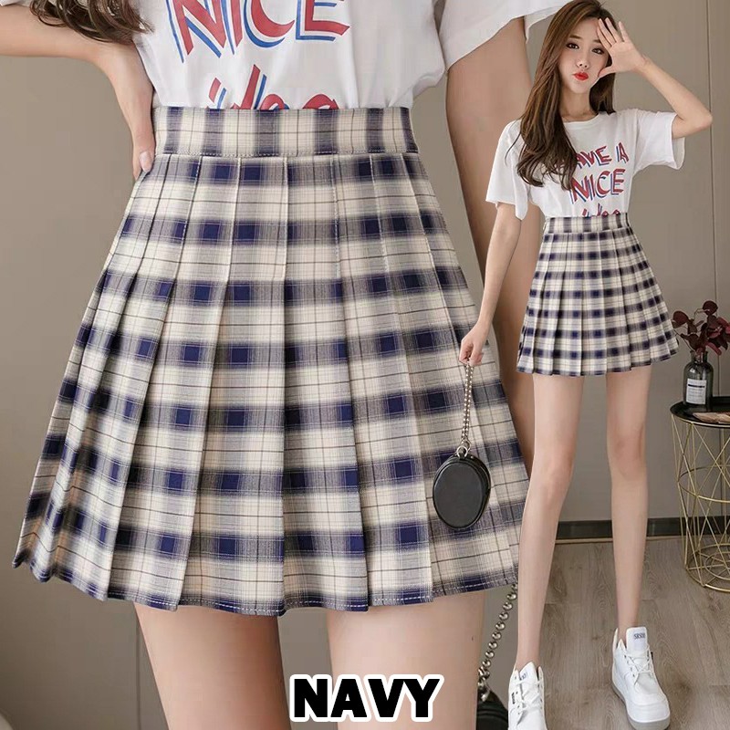 KARAKOREA 8606 Tennis Skirt/Mini Skirt/Rok Pendek/Rok tenis/Rok kotak/Plaid/Rok Lipit Lisa/Rok Korea Skirt/Rok tennis