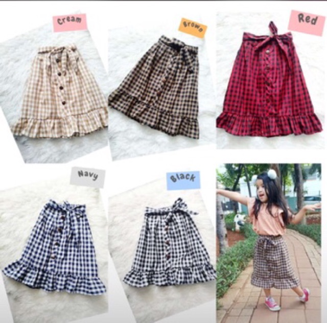 Rok ruffle skirt kids 3-8 tahun dan dewasa bisa couple ya moms