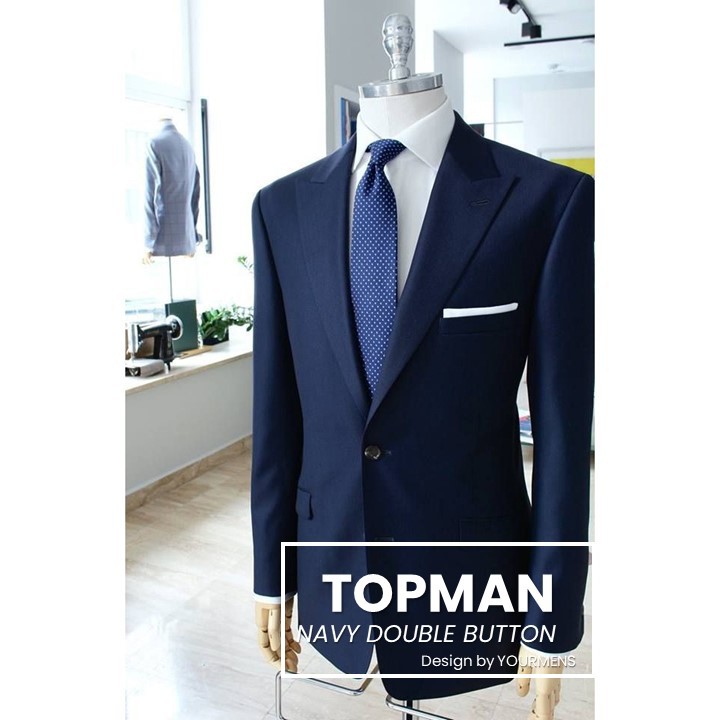 BLAZER PRIA DOUBLE BUTTON SUIT IN NAVY FORMAL TOPMAN MATERIAL HIGH TWIST