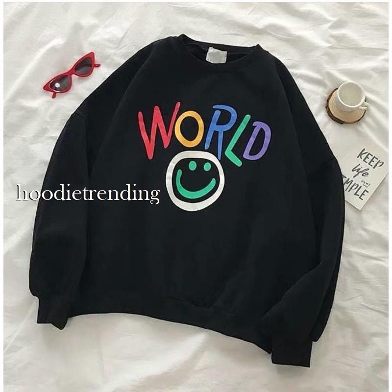 HODISO - Basic Sweater World Smile Size M-Xxl Unisex (Pria&amp;Wanita)