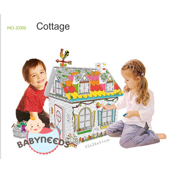 COLOURING KIDS ACIVITY PLAYHOUSE RUMAH KARDUS DIY DOODLE  ROCKET HOUSE