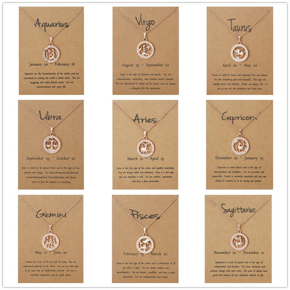 Kalung wanita zodiak zodiac model korea terbaru lucu warna rose gold bagus cantik imut