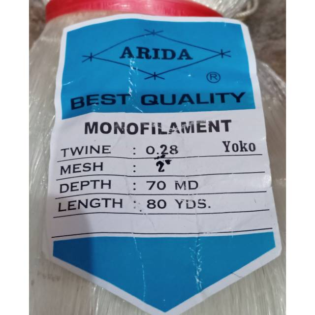 JARING SENAR ARIDA 0.28MM 2" 70MDX80YD STRETaCHED YOKO DOUBLE KNOT FISHING NET JARING ARIDA JARING K