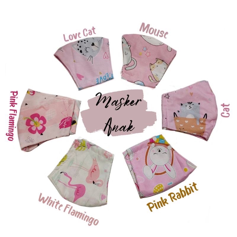 Masker Kain anak motif karakter Masker 2 ply Masker anak laki laki dan perempuan