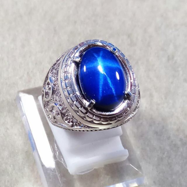 CINCIN BATU AKIK PERMATA AMERICAN STAR BLUE 6 STAR MEWAH BERKELAS