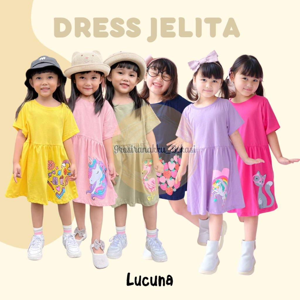 Dress Anak Jelita Lucuna Mix Warna 1,2,3,4,5tahun