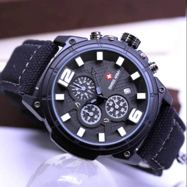 Jam Tangan Pria S.A 6286 Crono Aktif Tali Kanvas - Jam Tangan Pria Tali Kanvas - Jam Tangan Pria