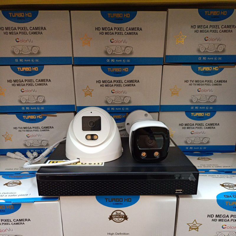 Paket Cctv 2 Kamera 6mp ColorVu Komplit Tinggal Pasang 24 jam Berwarna