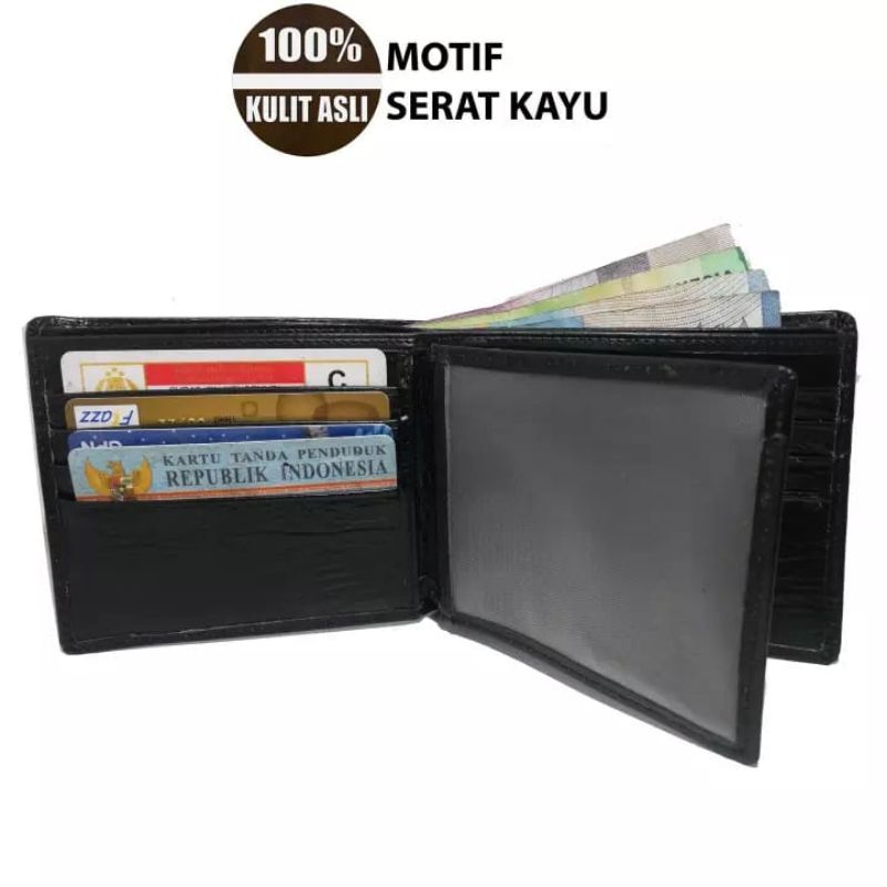 Dompet Kulit ASli 100% Motif Serat Kayu - Dompet Pria - Dompet Kulit Asli Merk RANDOM / Acak