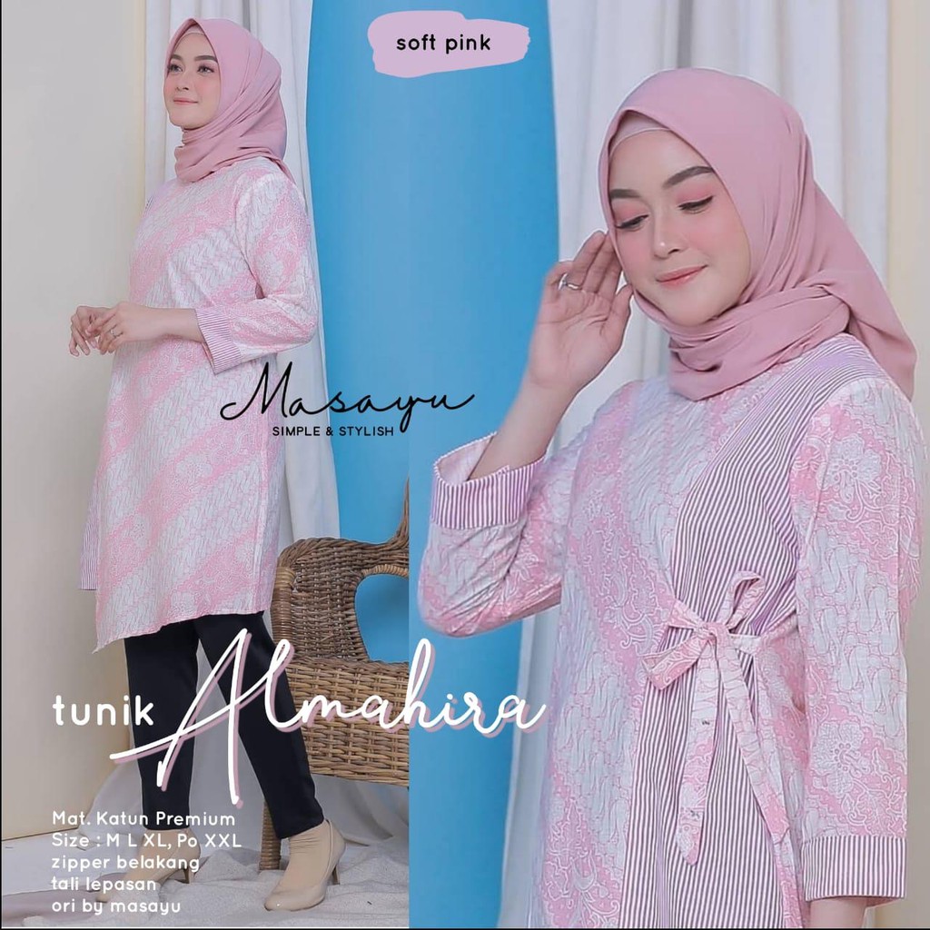 [PREMIUM] Tunik Almahira Batik Premium Soft Solo Atasan Batik Midi Kombi Handmade Modern Kerja