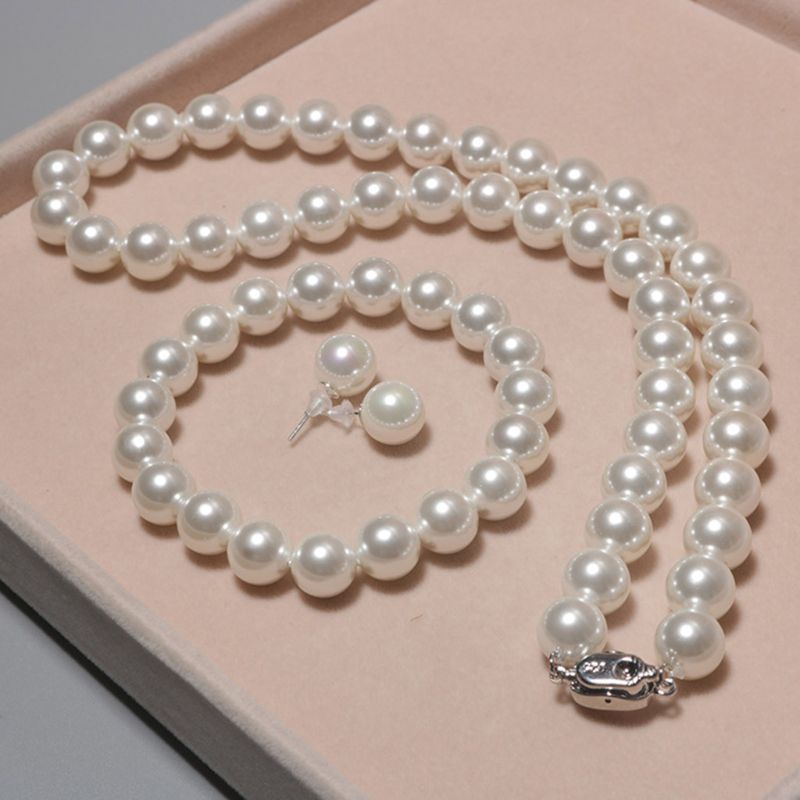 SIY  Freshwater Cultured Pearl Necklace Set Stunning Bracelet 925 Silver Stud Earrings Women Jewelry