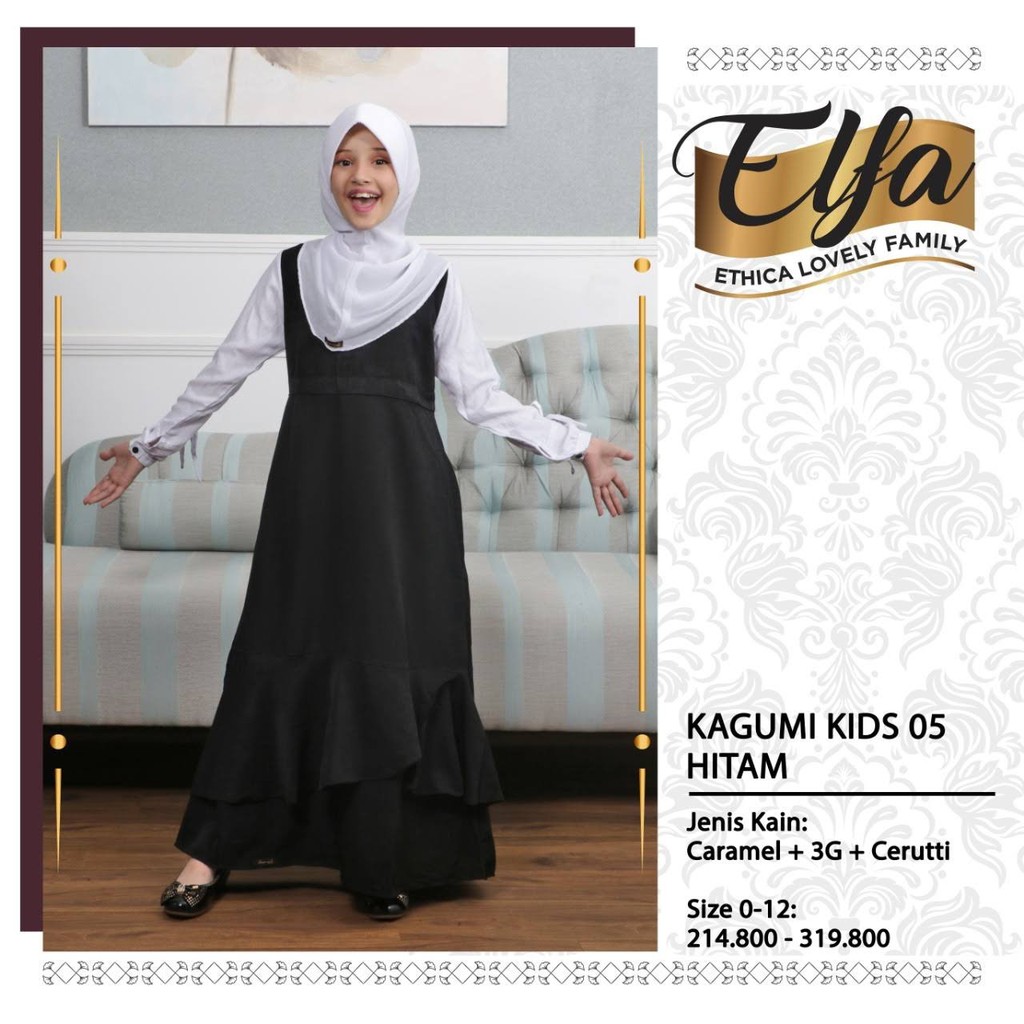 GAMIS KAGUMI KIDS 05 HITAM / GAMIS ANAK KAGUMI