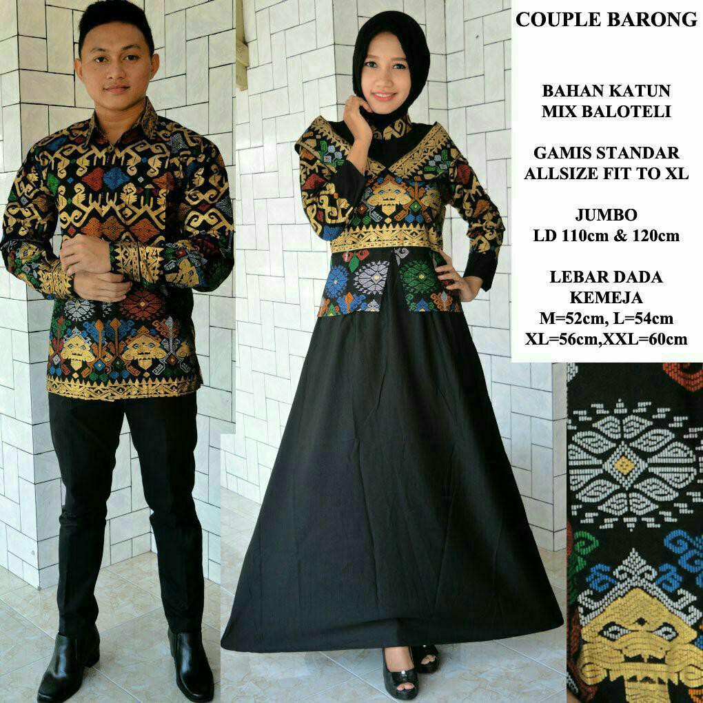 Batik Sarimbit-Couple Barong Gamis Kemeja Mix Satin Kmp